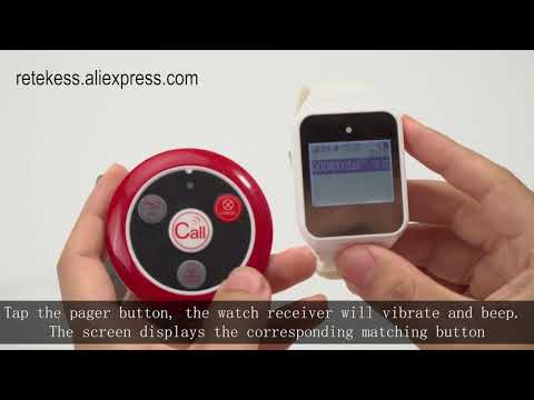 RETEKESS  Wireless Waiter Calling System TD108 Watch Receiver+ T117 Call Button