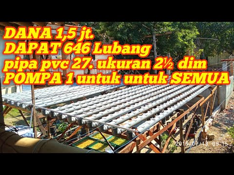 INSTALASI HIDROPONIK BARU. PIPA ABU"  2½ DIM. 1 POMPA untuk 27 PVC