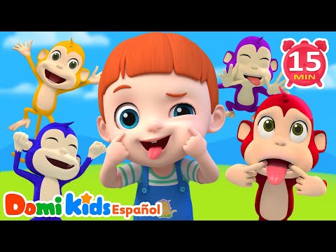 Cinco Monitos Traviesos 🐵 | Canciones de Animales para Niños | Domi Kids Fiesta Animal
