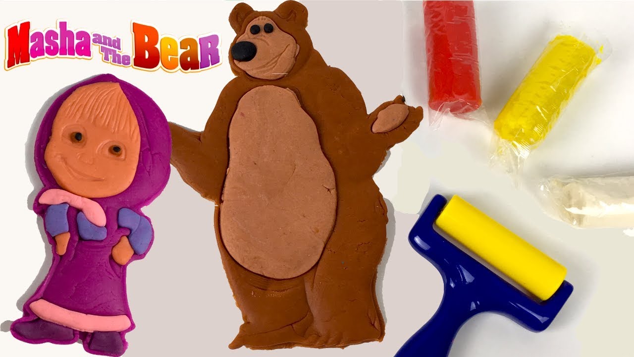 MASHA AND THE BEAR MODELING CLAY PLAYSET WITH TWO PRESS MOLDS FOR THE RUSSIAN DOLL AND HER FRIEND
