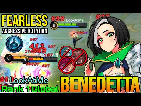 100% Fearless Benedetta Aggressive Rotation! - Top 1 Global Benedetta by LookAtMe - Mobile Legends