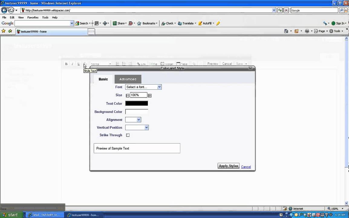 Basic Editing in Wikispaces