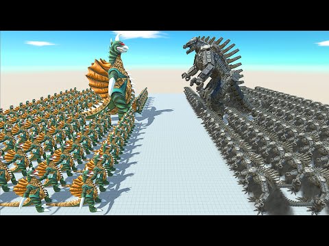 MECHA GODZILLA VS GIGAN DEATH FALL - Animal Revolt Battle Simulator