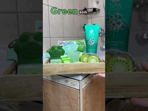 Green bath💚🧼  What's next? #asmr #bathroutine #bathessentials #night #shorts #fyp #viral #bathtime