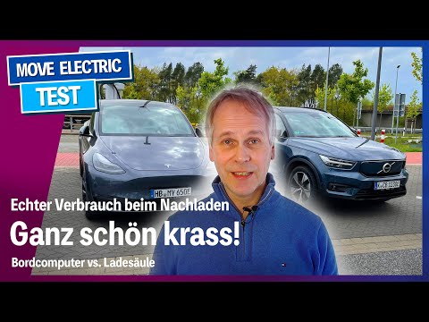 Ladeverluste wirklich so groß? Echter Energiebedarf an der Ladesäule. Verbrauch Volvo gegen Tesla