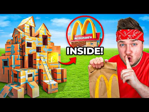 I BUILT A SECRET Box Fort MCDONALD'S In My HOUSE!
