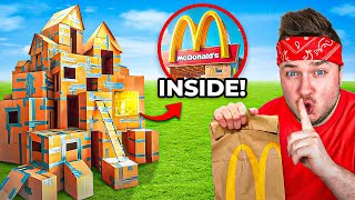 I BUILT A SECRET Box Fort MCDONALD'S In My HOUSE!