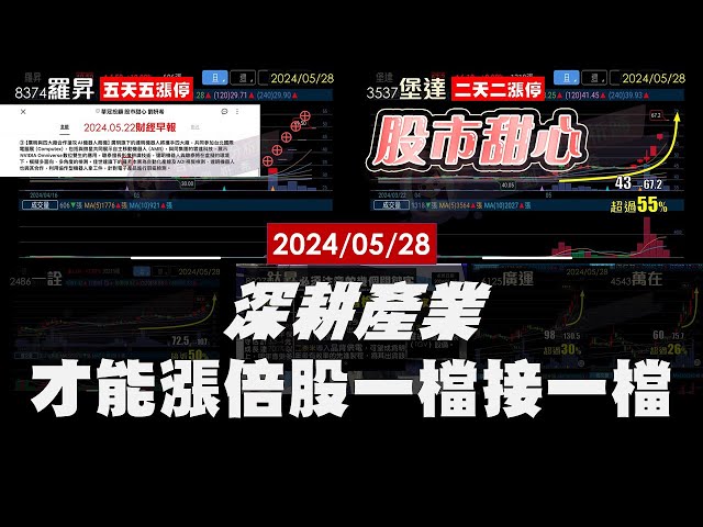 05/28【甜心盤後影音】深耕產業才能漲倍股一檔接一檔－羅昇．勤凱．堡達．一詮．東捷．萬在