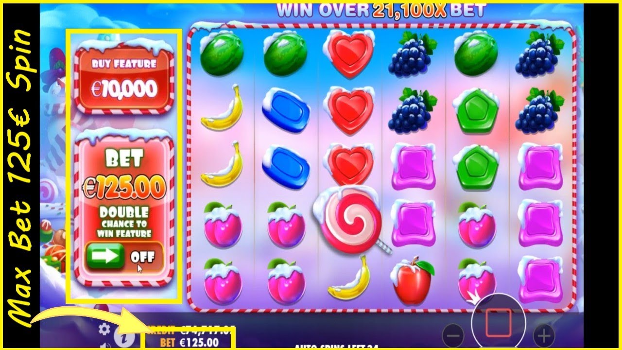 💯 MAX BET Spins at 125€ ➡️ on the Slot Sweet Bonanza X Mas