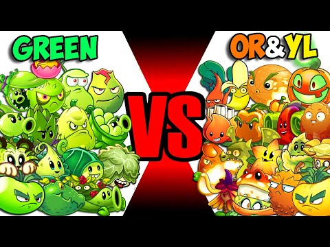 Team GREEN vs ORANGE & YELLOW Plants - Who Will Win? - PvZ 2 Team Plant Vs Team Plant