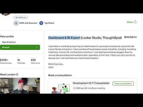 Upwork Profile Revamp: Data Engineer and Dashboard Expert