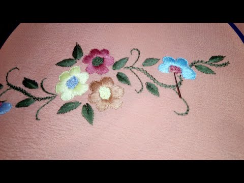 طريقة الطرز embroidery بالخيط العادي كتجي روعة +رشمة سهلة #الطرزbroderie