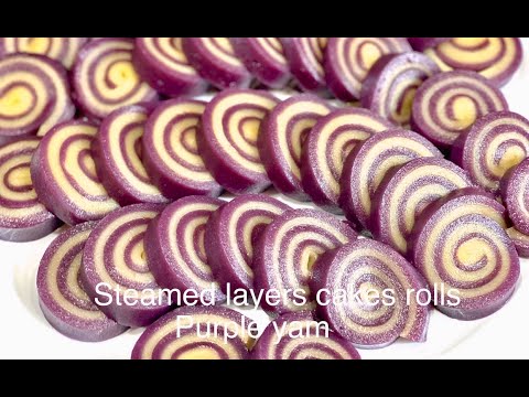 STEAMED LAYER CAKES ROLLS WITH PURPLE YAM