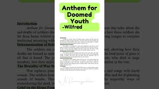 Anthem for Doomed Youth-Wilfred Owen|Instant Essay for ExamSuccess @ARsummaryguidance #Modern Poetry