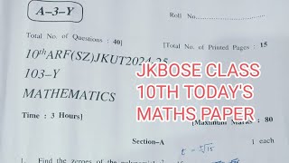 Jkbose class 10th maths paper 2025 || jkbose class 10th maths paper #yseries