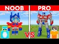 NOOB Vs PRO OPTIMUS PRIME Transformer House Build Challenge In Minecraft