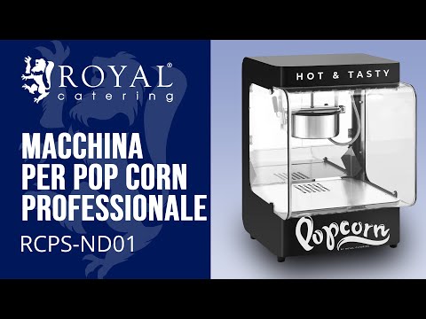 Video - Seconda Mano Macchina per pop corn professionale - Design retrò  - 4 - 5 kg/h - 1,2 l - Nera - Royal Catering