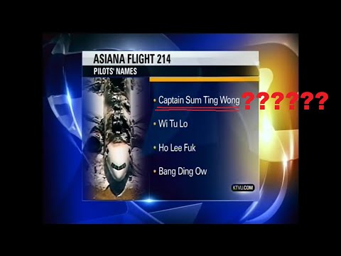 Asiana Pilots Names From News Network,  Are they Serious? ""SUM TING WONG"" ! Hear it to Believe it!