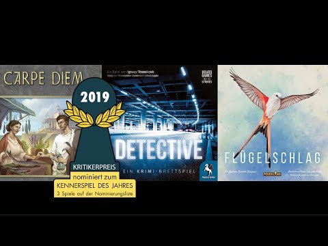 Kennerspiel des Jahres 2019: nominiert sind Flügelschlag, Detective und Carpe Diem