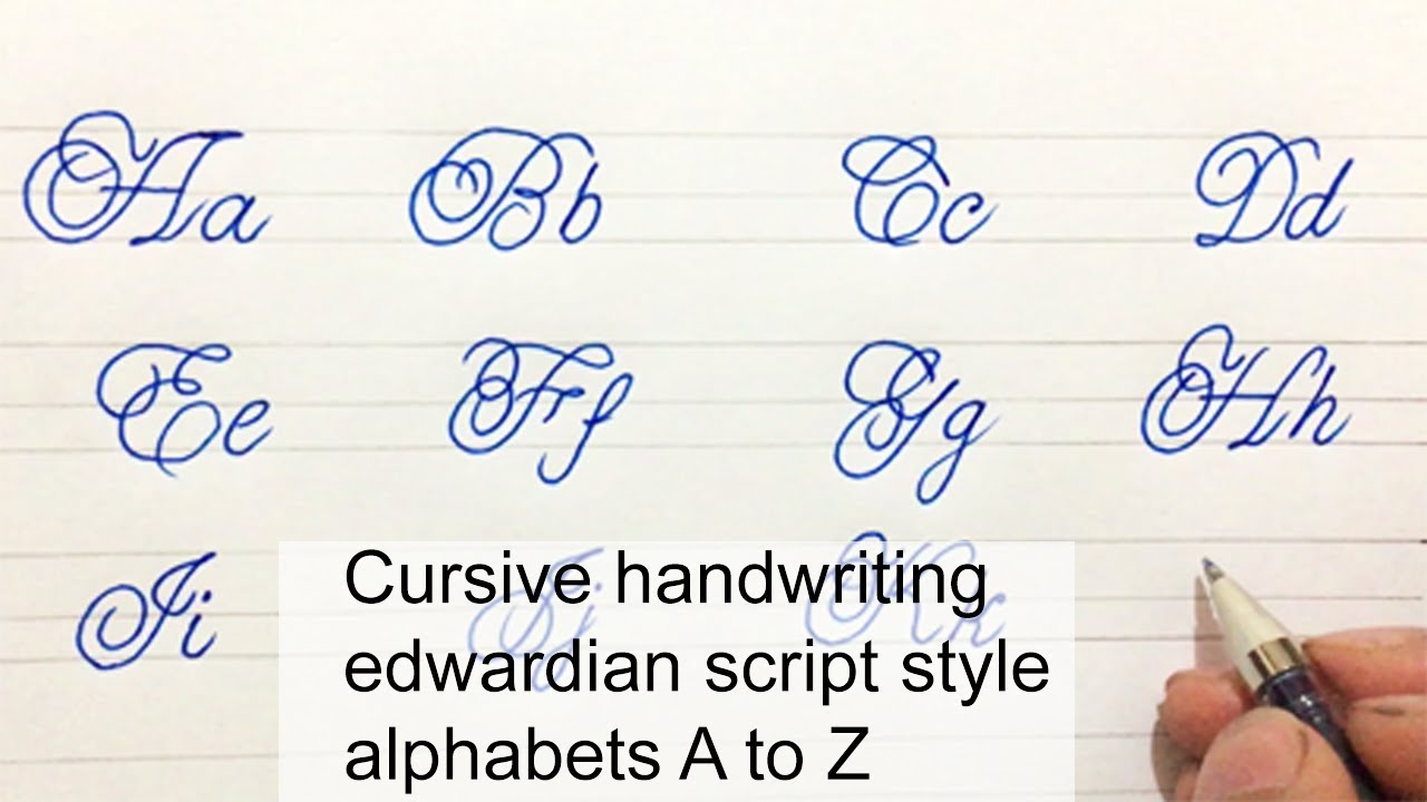 Cursive stylish handwriting calligraph edwardian script style alphabetatoz | Umar Calligraphy