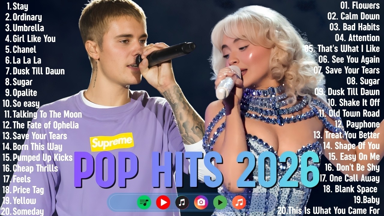Spotify Trending Songs 🍍🎧 Taylor Swift, Justin Bieber, Rihana, Bruno Mars 🔥 Top Pop Hits 2026