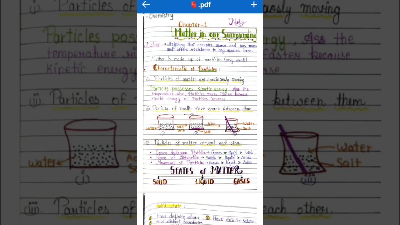 Class 9th science chapter 1 notes chemistry handwritten notes