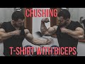 Extremely GIANT Biceps DESTROYING t-shirt | amazing gym flexing from Sergey Frost