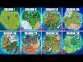 Evolution Of Fortnite Map Chapter 1 Season 1 Chapter 6 Mini Season 2