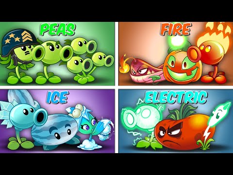 Teams PEAS vs FIRE vs ICE vs ELECTRIC - Who Will Win? - PvZ 2 Team Plants vs Team Plants