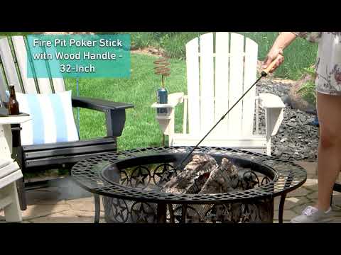 Ultimate Patio 32-Inch Fire Pit Poker w/ Wood Handle