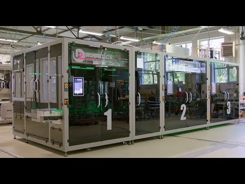 Robotic unscrambling, filling, capping and labeling line - Futureproof series