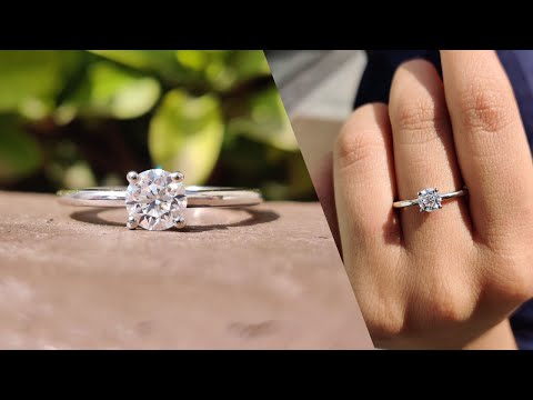 0.64 CT Round Cut Colorless Moissanite Solitaire Engagement Ring | Minimalist Ring | Four Prong Ring
