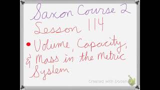 Saxon Course 2 Lesson 114