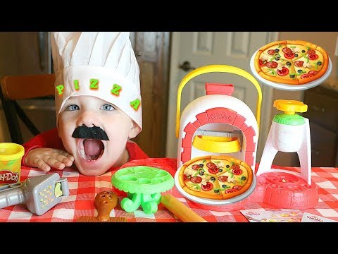 Caleb Pretend Play Cooking Pizza with Play Doh Cooking Toy Playset!