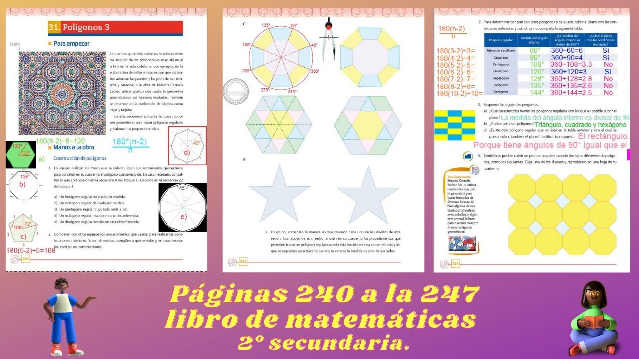 Páginas 240, 241, 242, 243, 244, 245, 246 y 247 matemáticas 2° secundaria