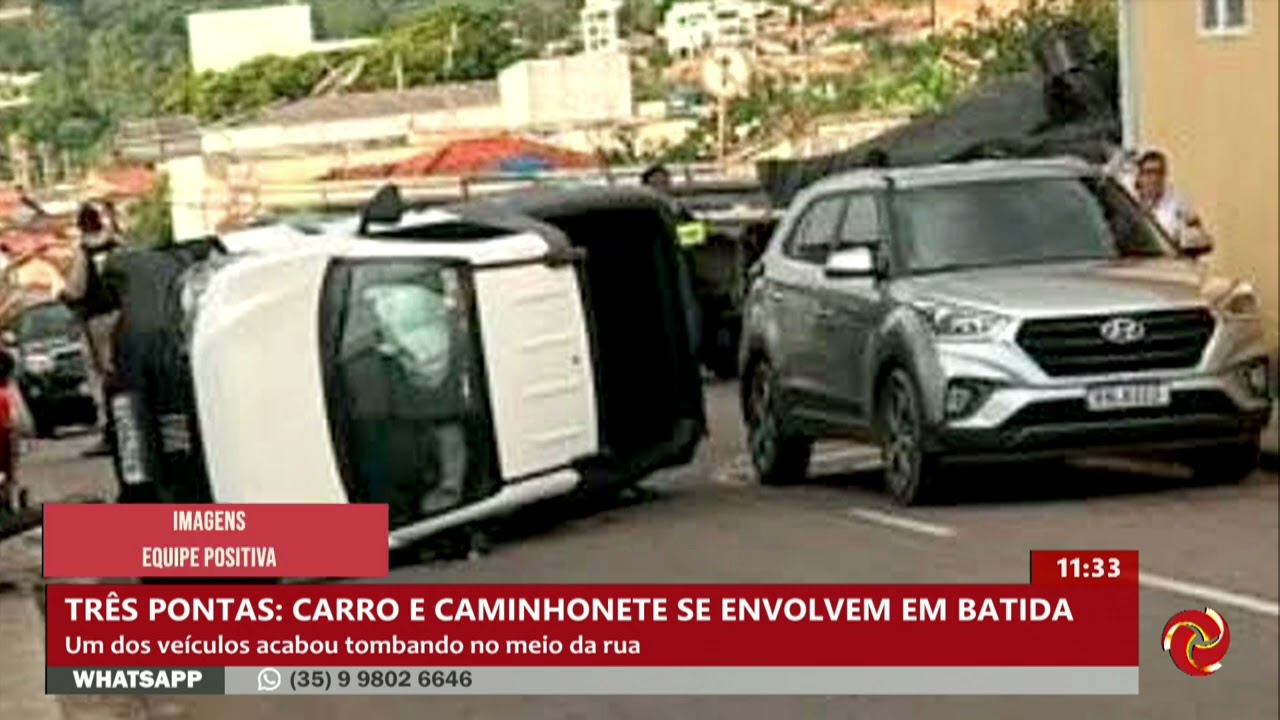 Carro e caminhonete se envolvem em acidente no centro de Três Pontas