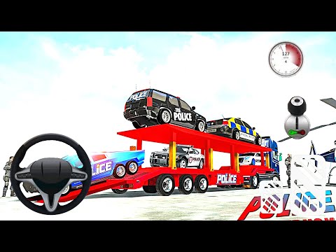 US Police CyberTruck Car Transporter Cruise Ship - US Police Car Transporter Truck Parking Game 2020