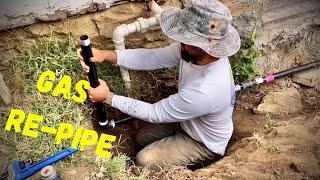How to replace a gas line from the meter to the house.