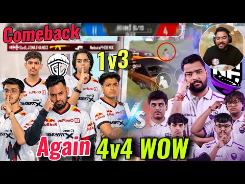 Again Godl Vs Nebula 4v4 WOW Mode 😳| Admino Impossible 1v3 🔥|Grind For Bgis 😧Insane Comeback 😮