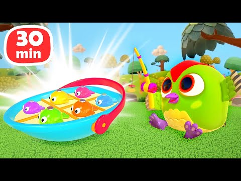 Try to catch colorful fish with a magnetic fishing rod & put them in the right place with Peck Peck.