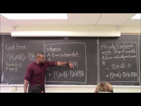 Math 1108-R08 Lecture 17 - Independence; Mutually Exclusive; and Bayes' Theorem