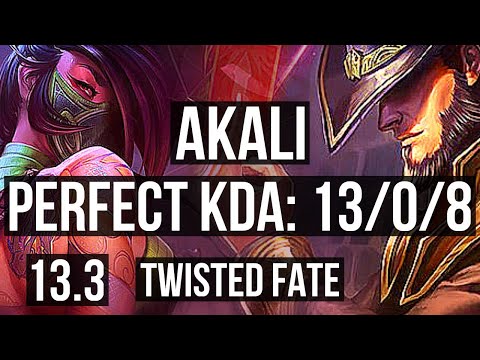 AKALI vs TWISTED FATE (MID) | 13/0/8, Legendary, 300+ games | KR Diamond | 13.3