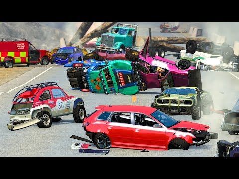 MASSIVE PILE UP SPIKE STRIP CRASHES #8 - BeamNG Drive | CRASHdriven