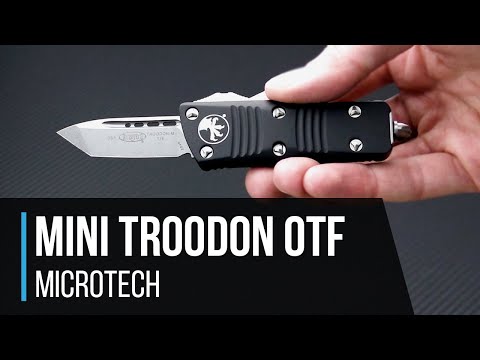 Microtech Mini Troodon S/E Black Drop Point 204P Black OTF Automatic 239-1 Video