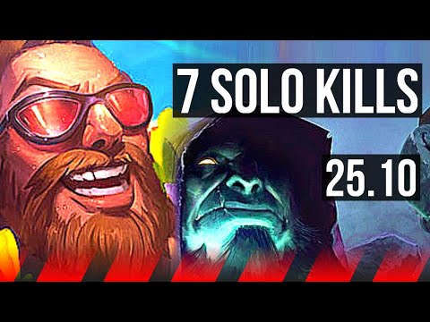 GANGPLANK vs YORICK (TOP) | 7 solo kills, 9/2/8, Godlike, 500+ games | KR Grandmaster | 25.10