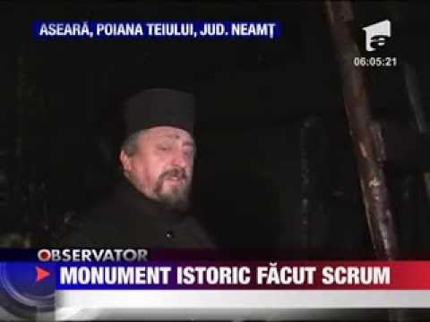 Biserica Sfintii Trei Ierarhi din Poiana Teiului a ars