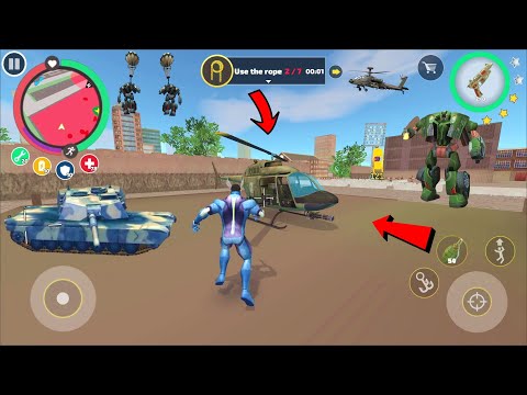 Rope Hero Vice Town (rope hero fly police helicopter) helicopter and vice town army - Gameplay HD