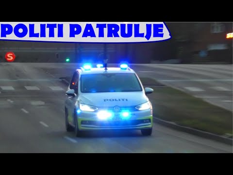 POLITI PATRULJE fanget i vanløse politibil i udrykning polizei einsatzfahrt police responding
