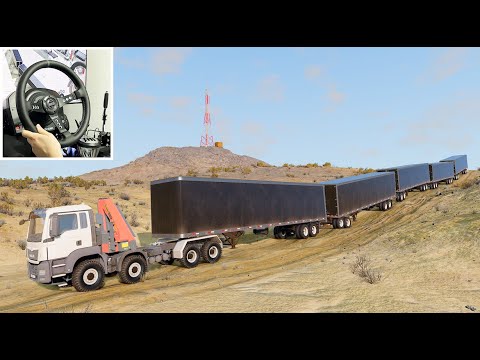Off-Road Train (Truck + 5 Trailers) : Professional Truck Driver in Action | Steering Wheel Gameplay
