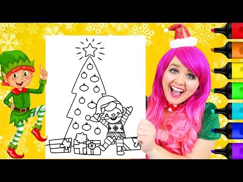 Coloring A Cute Elf & Christmas Tree Coloring Page Prismacolor Markers | KiMMi THE CLOWN Video